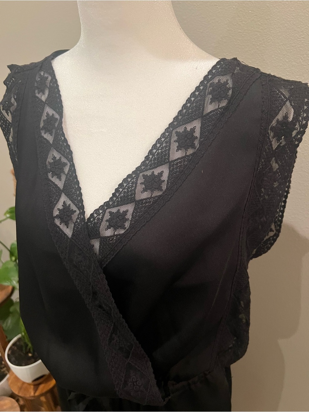 Chelsea & Violet Black Lace-Trim Chemise Top